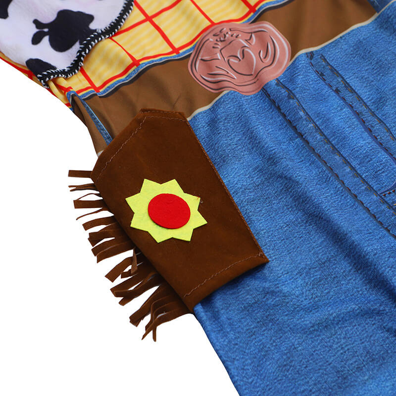 Cowboy Costume Halloween Dress Up Jumpsuit Hat Full Set for Age 3-14