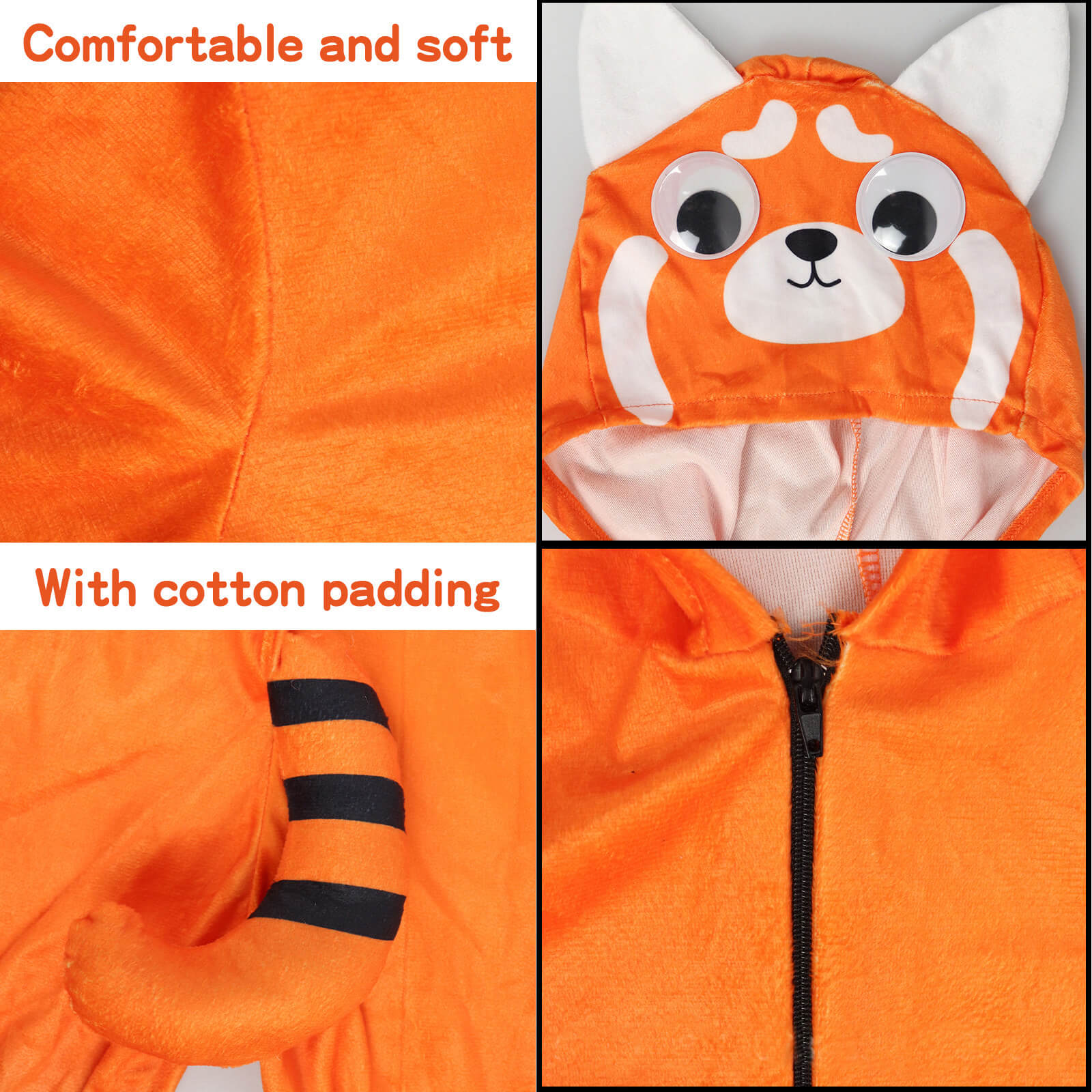 Kids Turning Red Mei Cosplay Costume Meilin Jumpsuit Halloween Red Panda Onesie for Boys and Girls