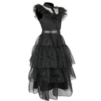 Wednesday Addams Dress Wednesday Costume Black Gothic Tulle Addams Cosplay Party Dress