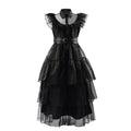 Wednesday Addams Dress Wednesday Costume Black Gothic Tulle Addams Cosplay Party Dress