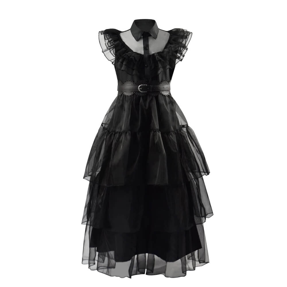 Wednesday Addams Dress Wednesday Costume Black Gothic Tulle Addams Cosplay Party Dress