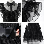 Wednesday Addams Dress Wednesday Costume Black Gothic Tulle Addams Cosplay Party Dress