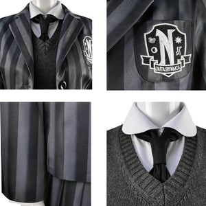 Wednesday Addams School Uniform Nevermore School Dress 5pcs Suit Wednesday Addams Costume for Kids Adult