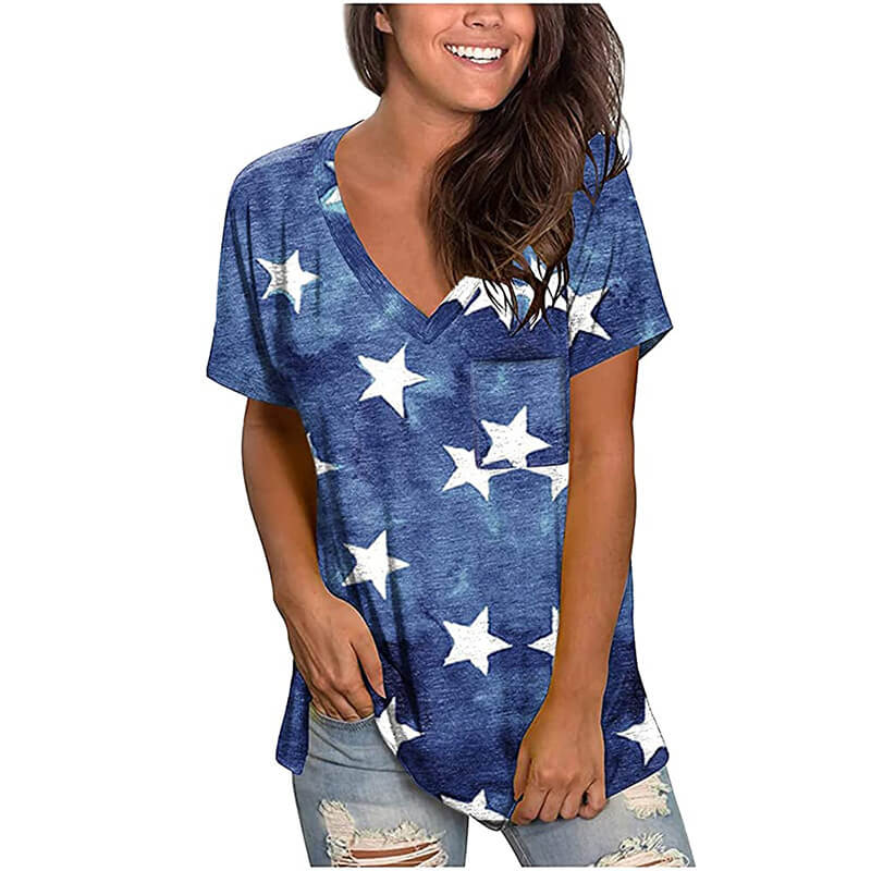 Women American Flag Shirt Classic 4th of July Tee Ladies Independent Day Outfits for Parade