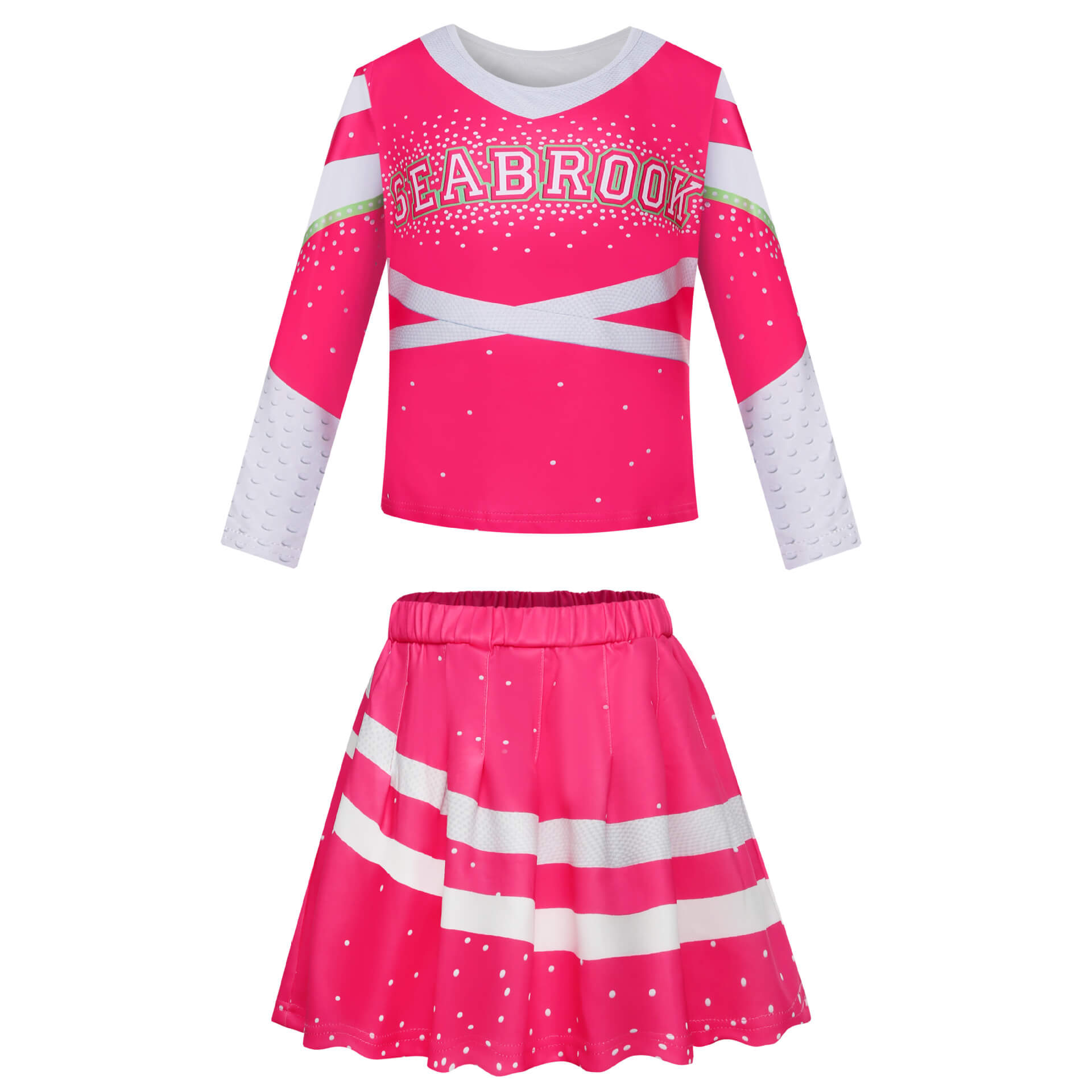 Zombies Cheerleader Costumes Cosplay Dress Up Outfit Sweatshirt Skirt and Pom Poms